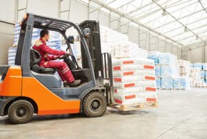 Counterbalance forklift truck used for workplace training