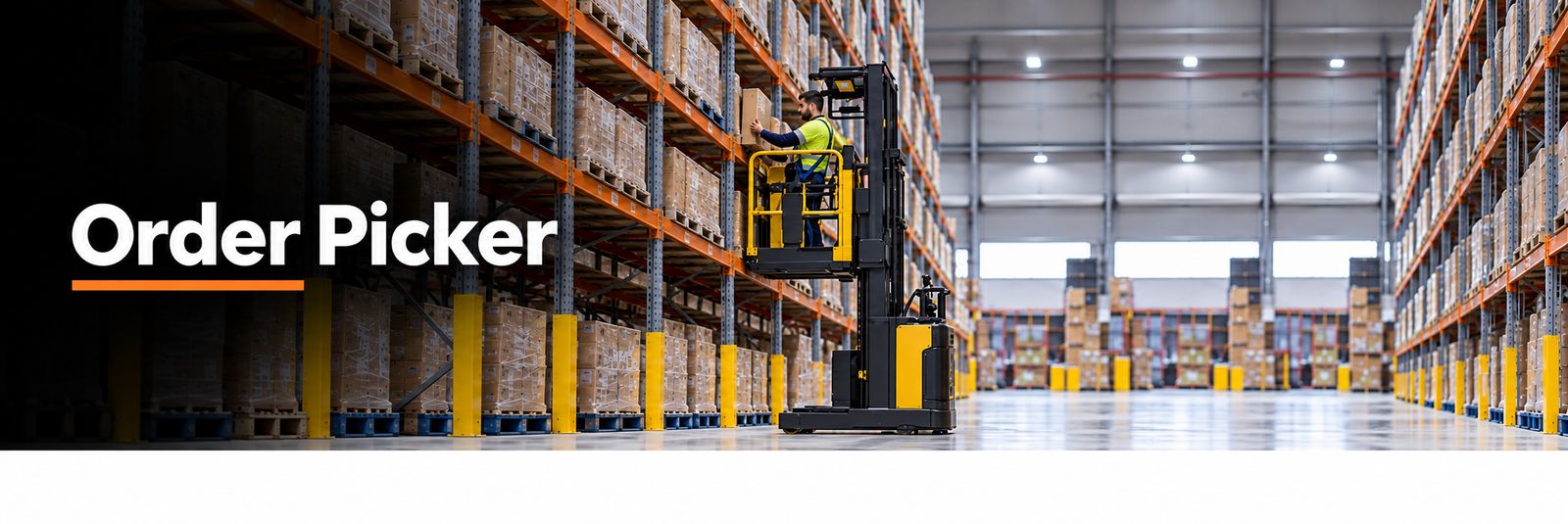 Order picker training taking place in a warehouse