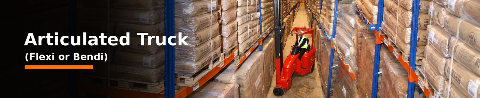 Articulated forklift truck, also known as bendi or flexi truck. person being trained how to use it safely