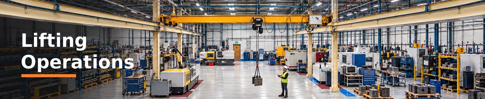 An employee using and overhead travelling crane after finishing his training course in Doncaster